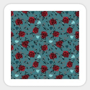 Gothic Red Roses and Hearts Sticker